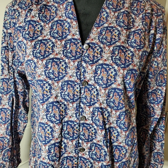 NWT Lands' End Midnight Sky Floral V-Neck Button Front Blouse Women's Size 6 - Picture 16 of 16